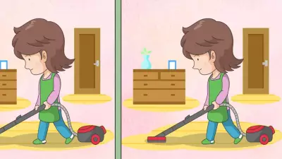 9 Saniyede Bulun: Süpüren Kadın Resimlerindeki Farkları Görebilir misiniz?