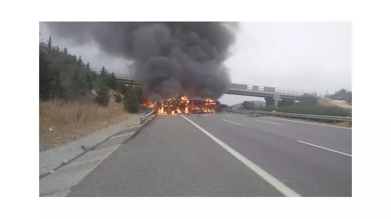 Adana-Pozantı Otoyolunda Dram: Devrilen Tır Alev Alev Yanarak Kullanılamaz Hale Geldi!