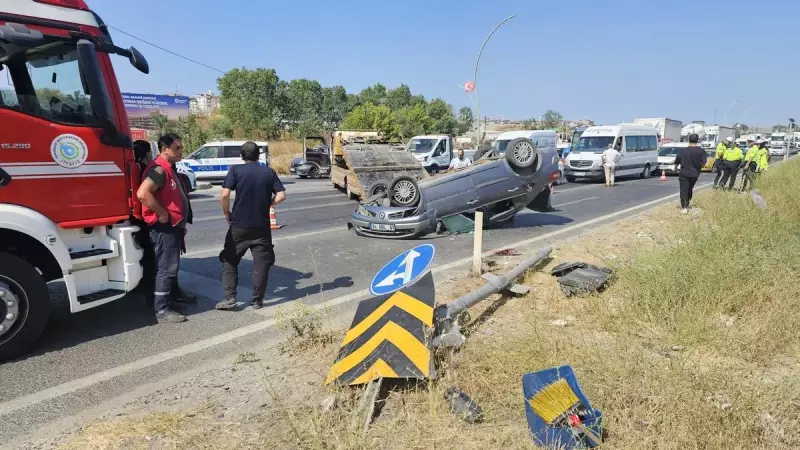 Şok Edici Kaza Anı: Otomobil Takla Atarak Karşı Şeride Geçti!