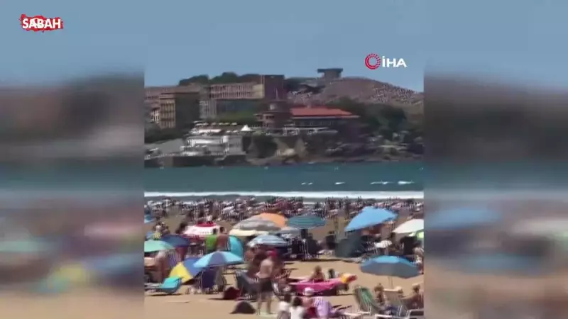 İspanya'da Savaş Uçağı Plajdakileri Teğet Geçti: Nefesler Tutuldu!