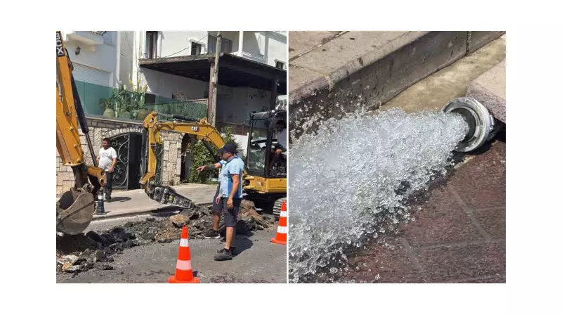Bodrum'da Su Hattı Patladı: İş Yerleri ve Depolar Sular Altında Kaldı!