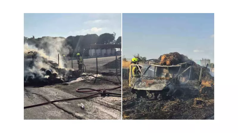 Korkunç Anlar: Saman Yüklü Kamyonet Alevler İçinde Kaldı!