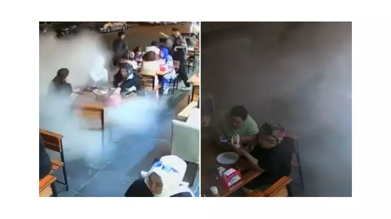 Korkunç Anlar: Seyir Halindeki Kamyonun Patlayan Lastiği İş Yerini Yok Etti!