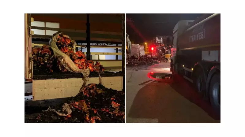 Mangal Kömürü Yüklü Tır Alev Alev Yanarak Büyük Tehlike Yarattı!