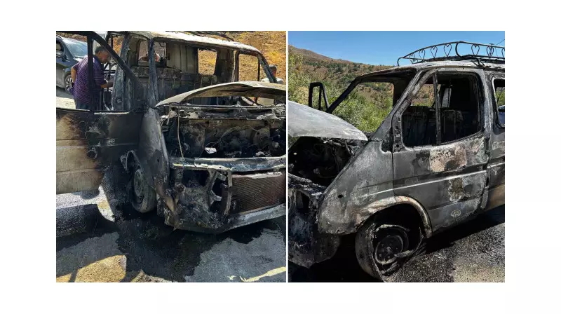 İnanılmaz Anlar: Seyir Halindeki Araç Aniden Alev Aldı, Dakikalar İçinde Kül Oldu!