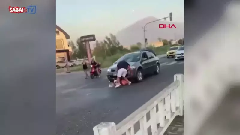 Şok Eden Görüntüler: Otomobiliyle Çarptığı Kadının Üzerinden Geçip Kaçmaya Çalıştı!