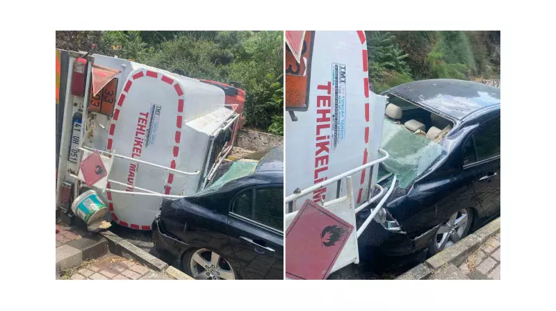 Üsküdar'da Akaryakıt Tankeri Devrildi: 1 Yaralı!