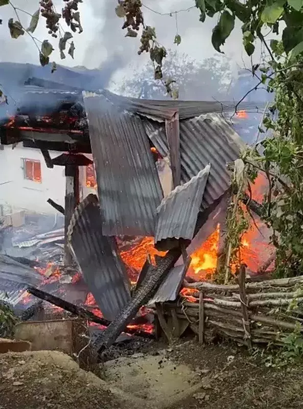 Artvin'de Feci Yangın: 4 Ev Küle Döndü, Rüzgarın Etkisiyle Alevler Kontrolden Çıktı!
