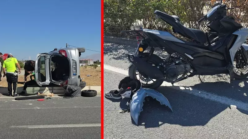 Elazığ'da Feci Kaza: Motosiklet ile Otomobil Çarpıştı, Araç Devrildi!