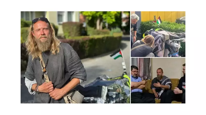 Gazze İçin 55 Günde 2500 Km Yürüyen Norveçli Öğretmene Almanya'daki Türklerden Sıcak Karşılama!