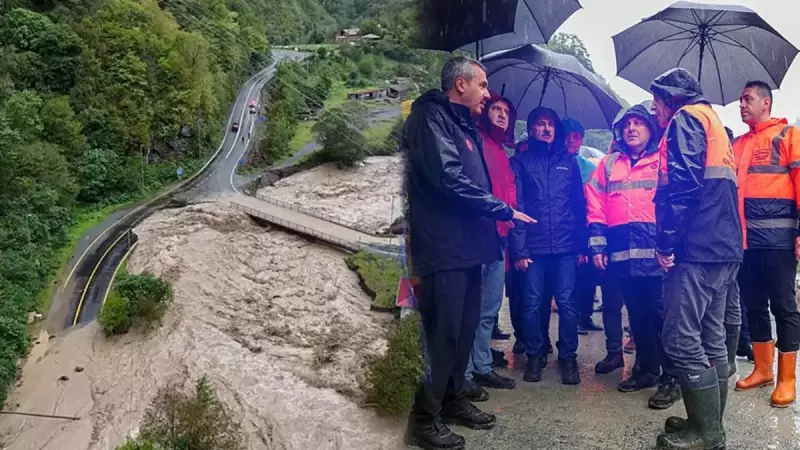 Karadeniz'de Doğa Ananın Öfkesi: Bir Gecede 300 Kg Yağış! 100 Yıllık Köprü Sulara Gömüldü, Bakanlar Bölgeye Koştu