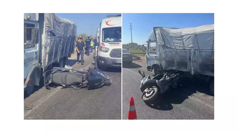 Kırmızı Işıkta Korkunç Kaza: Motosiklete Kamyon Çarptı, Baba Hayatını Kaybetti, Oğlu Yaralı!