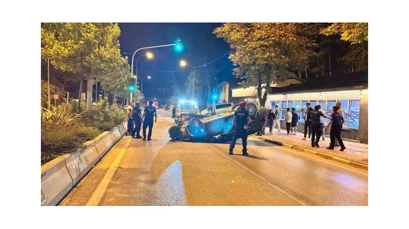 Orta Refüje Çarpan Otomobil Takla Attı: Bir Kişi Yaralandı!