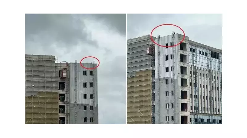 Samsun'da Hastane İnşaatında İsyan: Ücretlerini Alamayan İşçiler Çatıya Çıktı!