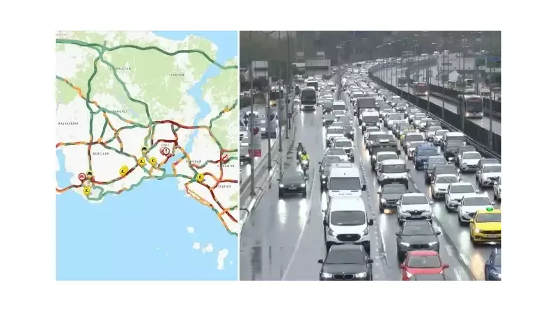 İstanbul'da Yağmur Altında Trafik Felç Oldu: Yoğunluk %76'ya Fırladı!