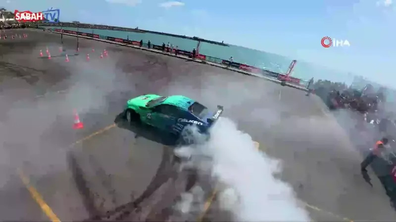 Tekirdağ'da Korkunç Drift Faciası: Aşırı Sıcak Asfaltı Eritti, Araç Alev Aldı!