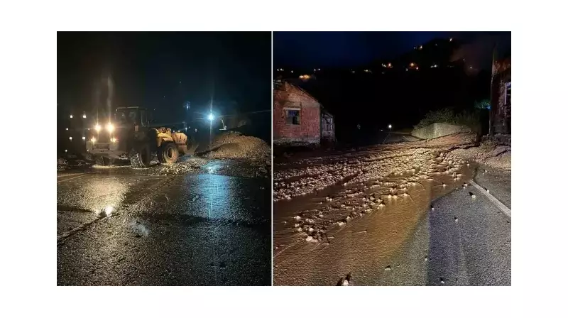 Trabzon'da Ani Heyelan! D-010 Karayolu Ulaşıma Kapandı