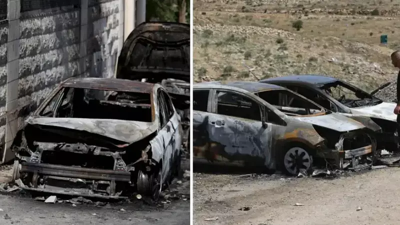 Batı Şeria'da Kan Durmak Bilmiyor: İşgalci İsrailliler Filistinlilerin Araçlarını Ateşe Verdi!
