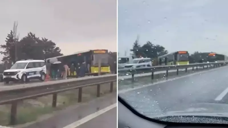 E-5'te Dehşet Anları: Seyir Halindeki İETT Otobüsü Yoldan Çıktı!