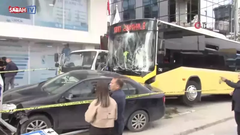 Çekmeköy'de Şok Eden Kaza: İETT Otobüsü Durağa Uçtu! Yaralılar Var