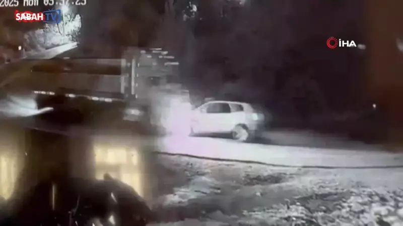 Şerit İhlali Kurbanı: Kamyon ile Otomobilin Kafa Kafaya Çarpışma Anı Kamerada