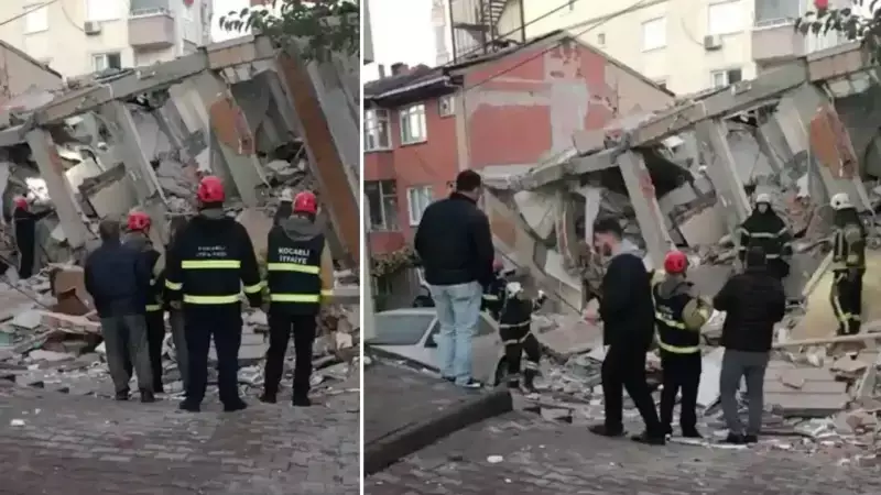Gebze'de Yürekleri Ağza Getiren Olay! Bina Adeta Yerle Bir Oldu