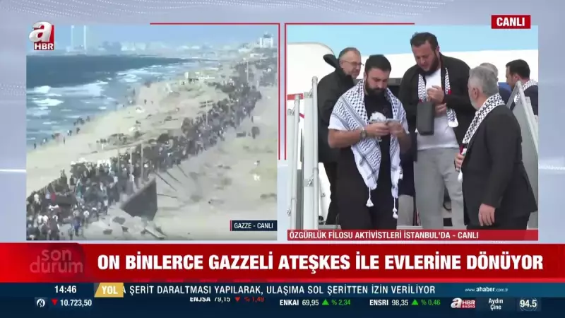 İsrail'in Gözaltına Aldığı 18 Aktiviste İstanbul'da Coşkulu Karşılama: 'Özgürlük Filosu' Direnişi Sürüyor