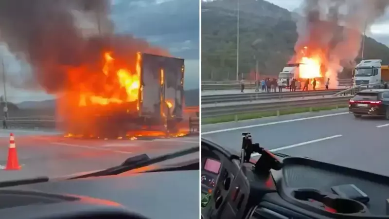 Beykoz'da Kuzey Marmara Otoyolu'nda Kamyon Alev Aldı: Yaralanan Yok