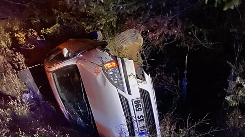 Bolu'da Ehliyetsiz Sürücünün Feci Kaza Anı: Araç Takla Attı!