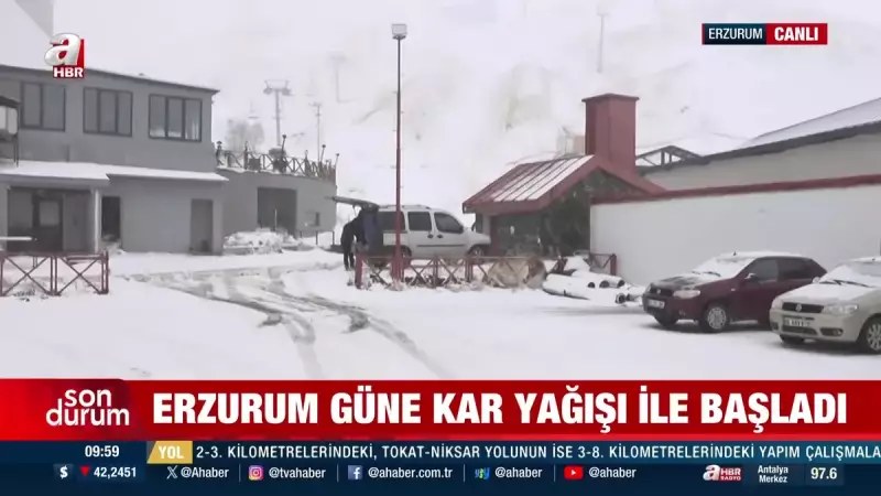 Erzurum'da Yoğun Kar Yağışı Başladı: Yüksek Kesimler Beyaza Büründü