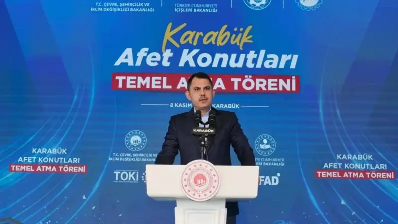 Karabük'te Yangınzedeler Bakan Kurum ile Yeni Evlerin Temelini Attı