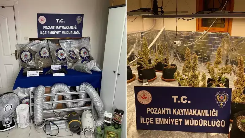 Adana'da Uyuşturucu Operasyonu: 40 Kök Kenevir ve Kilolarca Esrar Ele Geçirildi