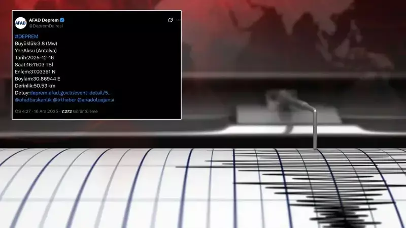 Antalya Aksu'da 3.8 Büyüklüğünde Deprem Meydana Geldi
