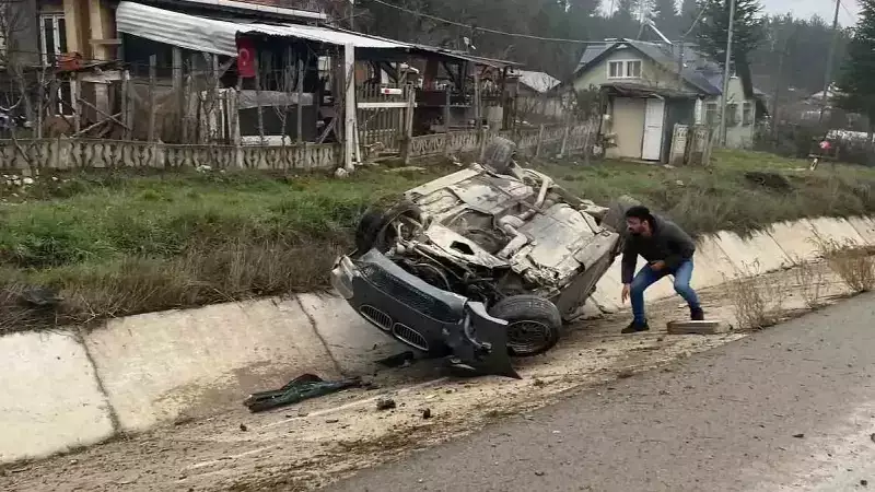 Bolu-Mudurnu Yolunda Takla Atan Otomobil: 2 Yaralı