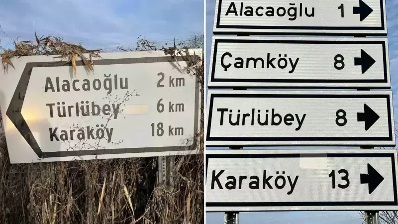 Denizli'de Tabela Karmaşası: Türlübey Köyü 7 Kilometreden 8'e Uzadı!