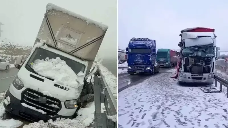 Karabük'te Kar Yağışı: Yola Devrilen Ağaç ve Peş Peşe Kazalar