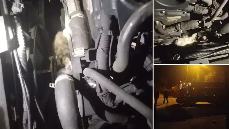 Karabük'te Minibüs Motoruna Sıkışan Kedi İtfaiye Ekipleri Tarafından Kurtarıldı