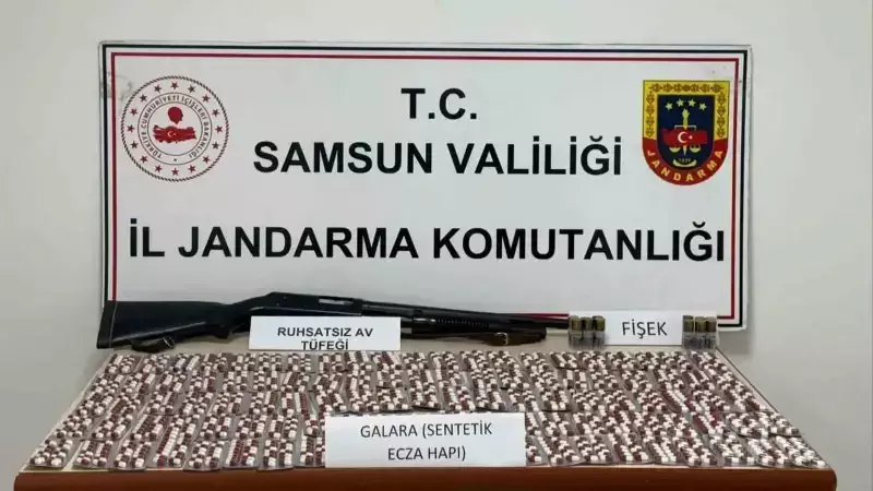 Samsun'da Operasyon: 1500 Sentetik Hap ve Av Tüfeği Ele Geçirildi