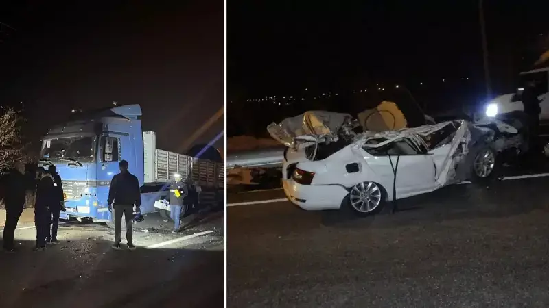 TIR'a Çarpan Otomobilde 2 Yaralı: Birinin Hayati Tehlikesi Var