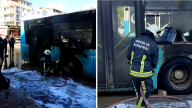 Antalya'da Seyir Halindeki Halk Otobüsünde Yangın Çıktı, Sürücü Hızlı Müdahale Etti