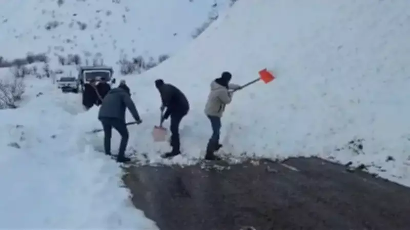 Bingöl'de Yola Düşen Çığ, Vatandaşların Ortak Çabasıyla Temizlendi