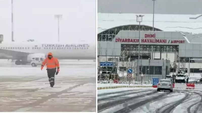 Diyarbakır'da Kar Yağışı Hayatı Olumsuz Etkiledi: Trafik Durdu, Uçuşlar İptal Edildi
