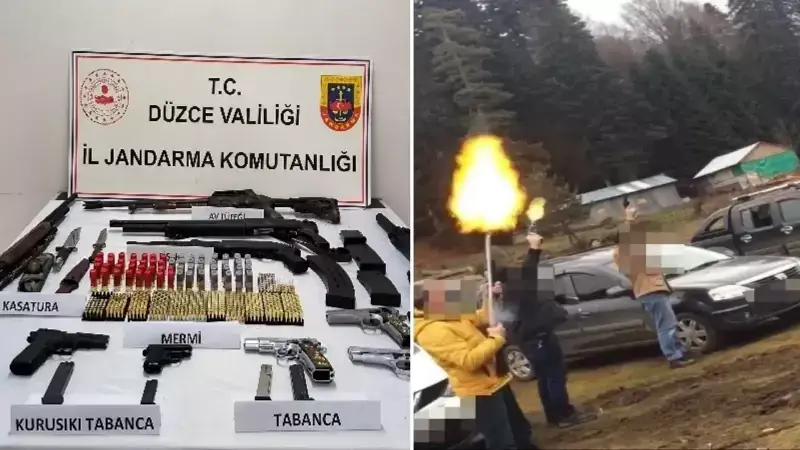 Düzce'de Sosyal Medyada Silah Paylaşan 8 Kişi Gözaltında