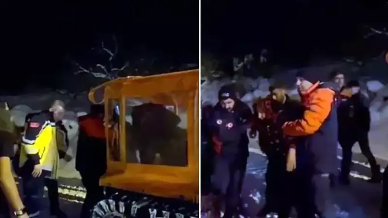 Gaziantep'te Kardan Kapalı Yolda Hasta Kurtarma Operasyonu