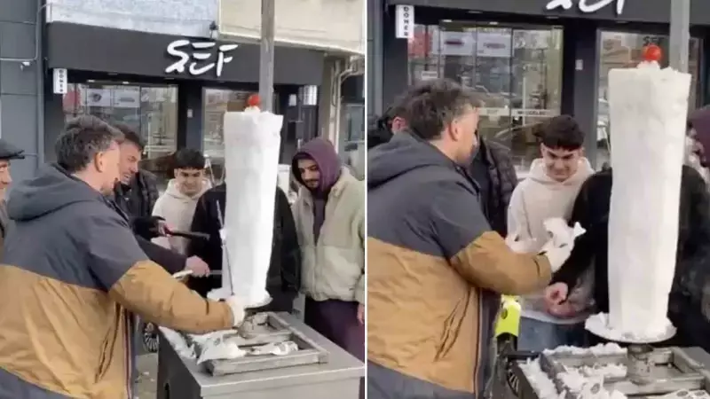 İnegöl'de Döner Ustası Karı Şişe Takıp 'Kardan Döner' İkram Etti