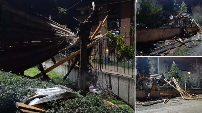 İnegöl'de Şiddetli Lodos: 2 Sitede Çatılar Uçtu, Araçlar Hasarlı