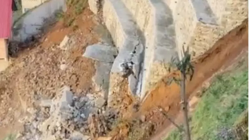 Rize'de Heyelan: İstinat Duvarı Çöktü, Köy Yolu Kapandı