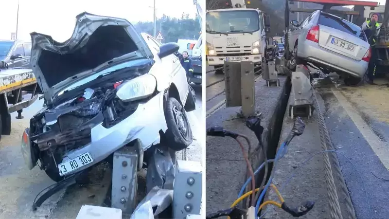 Sarıyer'de Kaza: Otomobil Refüjdeki Direğe Çarptı, Sürücü Yaralandı