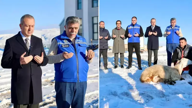 Sivas Belediyesi Yoğun Kar Yağışı Sonrası Şükür Kurbanı Kesti