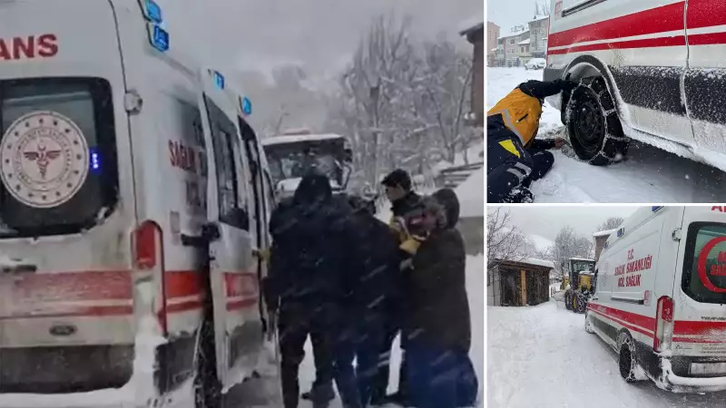 Sivas'ta Kar Engeli: 5 Saatlik Mücadele ile Köye Ulaşılan Hasta Kurtarıldı
